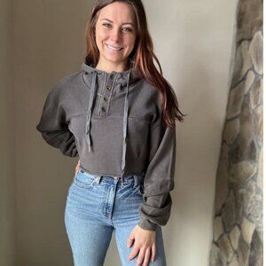 POL french Terry Cropped Hooded Pullover Size Small